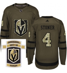 Adidas Golden Knights #4 Clayton Stoner Green Salute to Service Stitched NHL Inaugural Season Patch Jersey
