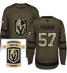 Adidas Golden Knights #57 David Perron Green Salute to Service Stitched NHL Inaugural Season Patch Jersey