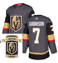 Adidas Golden Knights #7 Jason Garrison Grey Home Authentic Stitched NHL Inaugural Season Patch Jersey