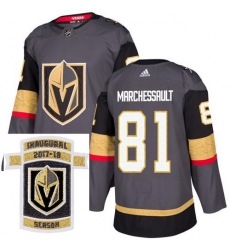 Adidas Golden Knights #81 Jonathan Marchessault Grey Home Authentic Stitched NHL Inaugural Season Patch Jersey