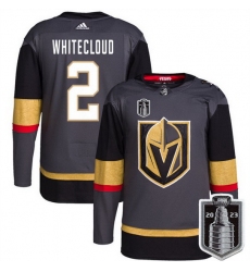 Men Vegas Golden Knights 2 Zach Whitecloud Gray 2023 Stanley Cup Final Stitched Jersey