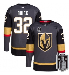 Men Vegas Golden Knights 32 Jonathan Quick Gray 2023 Stanley Cup Final Stitched Jersey