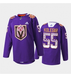 Men Vegas Golden Knights 55 Keegan Kolesar Purple Hispanic Heritage Warmup Stitched Jersey