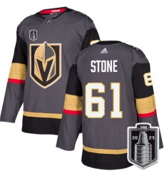 Men Vegas Golden Knights 61 Mark Stone Gray 2023 Stanley Cup Final Stitched Jersey