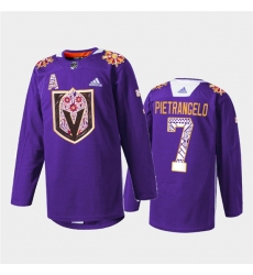 Men Vegas Golden Knights 7 Alex Pietrangelo Purple Hispanic Heritage Warmup Stitched Jersey