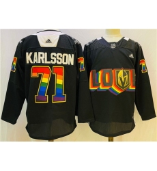 Men Vegas Golden Knights 71 William Karlsson 2022 Black Pride Night Stitched Jersey