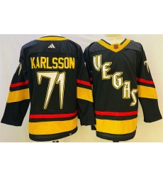 Men Vegas Golden Knights 71 William Karlsson Black 2022 23 Reverse Retro Stitched Jersey