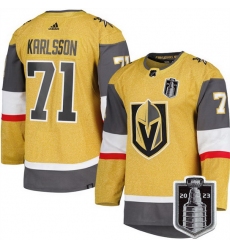Men Vegas Golden Knights 71 William Karlsson Gold 2023 Stanley Cup Final Stitched Jersey
