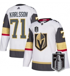 Men Vegas Golden Knights 71 William Karlsson White 2023 Stanley Cup Final Stitched Jersey