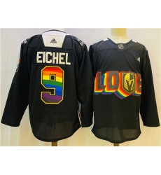 Men Vegas Golden Knights 9 Jack Eichel 2022 Black Pride Night Stitched Jersey