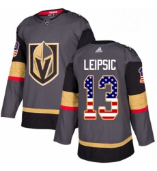 Mens Adidas Vegas Golden Knights 13 Brendan Leipsic Authentic Gray USA Flag Fashion NHL Jersey 