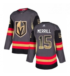 Mens Adidas Vegas Golden Knights 15 Jon Merrill Authentic Black Drift Fashion NHL Jersey 