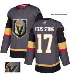 Mens Adidas Vegas Golden Knights 17 Vegas Strong Authentic Gray Fashion Gold NHL Jersey 