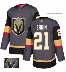 Mens Adidas Vegas Golden Knights 21 Cody Eakin Authentic Gray Fashion Gold NHL Jersey 