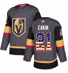 Mens Adidas Vegas Golden Knights 21 Cody Eakin Authentic Gray USA Flag Fashion NHL Jersey 