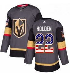 Mens Adidas Vegas Golden Knights 22 Nick Holden Authentic Gray USA Flag Fashion NHL Jersey 