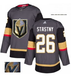 Mens Adidas Vegas Golden Knights 26 Paul Stastny Authentic Gray Fashion Gold NHL Jersey 