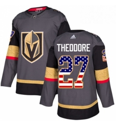 Mens Adidas Vegas Golden Knights 27 Shea Theodore Authentic Gray USA Flag Fashion NHL Jersey 