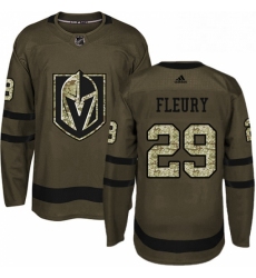 Mens Adidas Vegas Golden Knights 29 Marc Andre Fleury Authentic Green Salute to Service NHL Jersey 