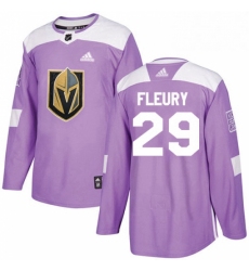 Mens Adidas Vegas Golden Knights 29 Marc Andre Fleury Authentic Purple Fights Cancer Practice NHL Jersey 