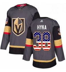 Mens Adidas Vegas Golden Knights 38 Tomas Hyka Authentic Gray USA Flag Fashion NHL Jersey 