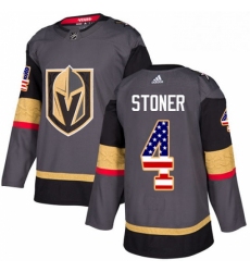 Mens Adidas Vegas Golden Knights 4 Clayton Stoner Authentic Gray USA Flag Fashion NHL Jersey 