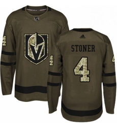 Mens Adidas Vegas Golden Knights 4 Clayton Stoner Authentic Green Salute to Service NHL Jersey 