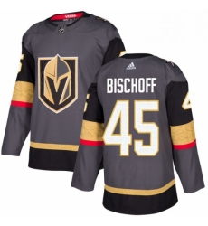 Mens Adidas Vegas Golden Knights 45 Jake Bischoff Authentic Gray Home NHL Jersey 