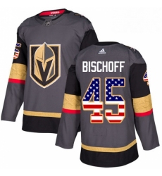 Mens Adidas Vegas Golden Knights 45 Jake Bischoff Authentic Gray USA Flag Fashion NHL Jersey 