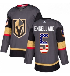 Mens Adidas Vegas Golden Knights 5 Deryk Engelland Authentic Gray USA Flag Fashion NHL Jersey 