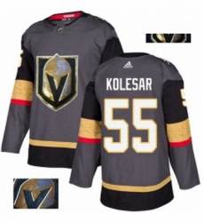 Mens Adidas Vegas Golden Knights 55 Keegan Kolesar Authentic Gray Fashion Gold NHL Jersey 