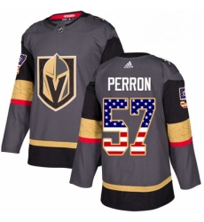 Mens Adidas Vegas Golden Knights 57 David Perron Authentic Gray USA Flag Fashion NHL Jersey 