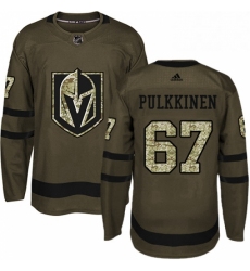 Mens Adidas Vegas Golden Knights 67 Teemu Pulkkinen Authentic Green Salute to Service NHL Jersey 