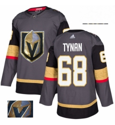 Mens Adidas Vegas Golden Knights 68 TJ Tynan Authentic Gray Fashion Gold NHL Jersey 
