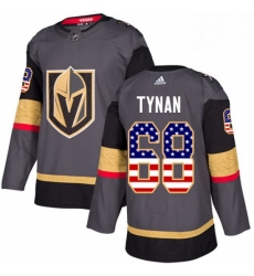 Mens Adidas Vegas Golden Knights 68 TJ Tynan Authentic Gray USA Flag Fashion NHL Jersey 