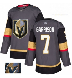 Mens Adidas Vegas Golden Knights 7 Jason Garrison Authentic Gray Fashion Gold NHL Jersey 