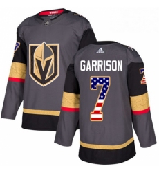 Mens Adidas Vegas Golden Knights 7 Jason Garrison Authentic Gray USA Flag Fashion NHL Jersey 