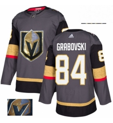 Mens Adidas Vegas Golden Knights 84 Mikhail Grabovski Authentic Gray Fashion Gold NHL Jersey 