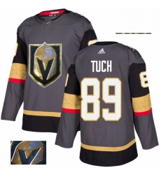 Mens Adidas Vegas Golden Knights 89 Alex Tuch Authentic Gray Fashion Gold NHL Jersey 