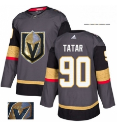 Mens Adidas Vegas Golden Knights 90 Tomas Tatar Authentic Gray Fashion Gold NHL Jersey 