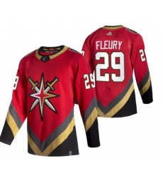 Women Vegas Golden Knights 29 Marc Andre Fleury Red Adidas 2020 21 Reverse Retro Alternate NHL Jersey