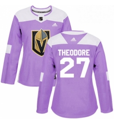 Womens Adidas Vegas Golden Knights 27 Shea Theodore Authentic Purple Fights Cancer Practice NHL Jersey 