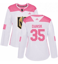 Womens Adidas Vegas Golden Knights 35 Oscar Dansk Authentic WhitePink Fashion NHL Jersey 