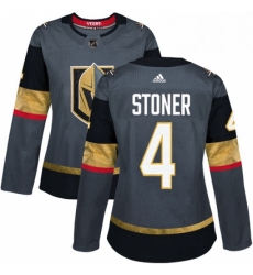 Womens Adidas Vegas Golden Knights 4 Clayton Stoner Authentic Gray Home NHL Jersey 