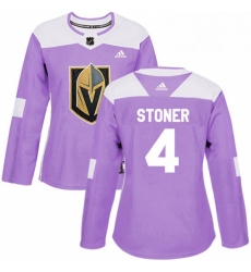 Womens Adidas Vegas Golden Knights 4 Clayton Stoner Authentic Purple Fights Cancer Practice NHL Jersey 