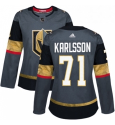 Womens Adidas Vegas Golden Knights 71 William Karlsson Authentic Gray Home NHL Jersey 