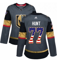 Womens Adidas Vegas Golden Knights 77 Brad Hunt Authentic Gray USA Flag Fashion NHL Jersey 