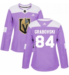 Womens Adidas Vegas Golden Knights 84 Mikhail Grabovski Authentic Purple Fights Cancer Practice NHL Jersey 