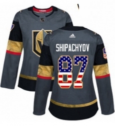 Womens Adidas Vegas Golden Knights 87 Vadim Shipachyov Authentic Gray USA Flag Fashion NHL Jersey 