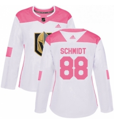 Womens Adidas Vegas Golden Knights 88 Nate Schmidt Authentic WhitePink Fashion NHL Jersey 